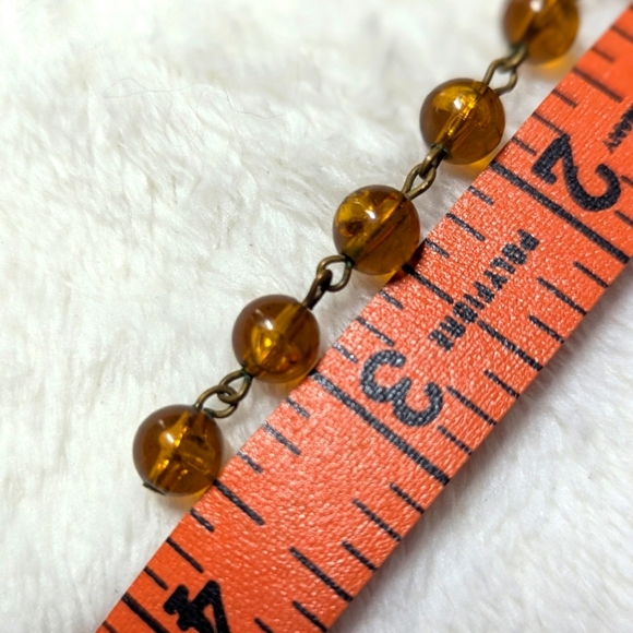 Vintage Multi-Strand Amber and Brown Acrylic Beaded Necklace - Picture 5 of 7